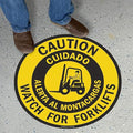 SmartSign “Caution - Watch for Forklifts” Bilingual Anti Slip Adhesive Floor Sign | 24" x 24"