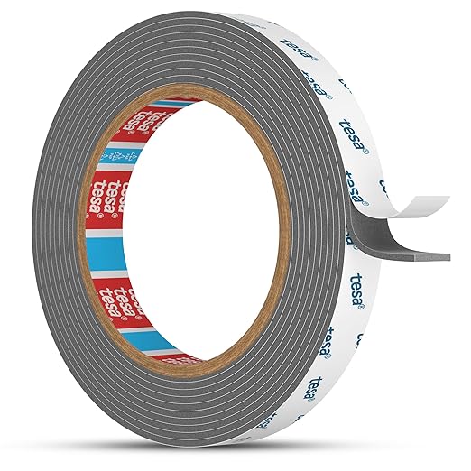 Tesa Double Sided Tape Heavy Duty 0.4in x 10ft 6311, Adhesive Mounting Tape Waterproof, Strong Foam Tape for Walls, Extreme Temp Resistant No Residue Removal Two Sided Tape for Auto, Home, Office