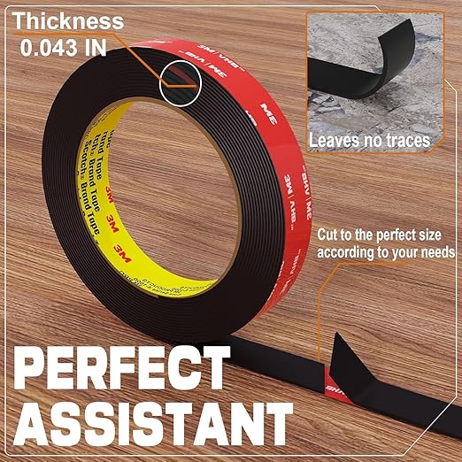 Double Sided Tape Heavy Duty 1/2 inch * 16.5FT，Double Sided mounting Tape for Walls,vhb Strong Double Sided Tape Heavy Duty for Car, LED Strip Light, Home/Office Decor
