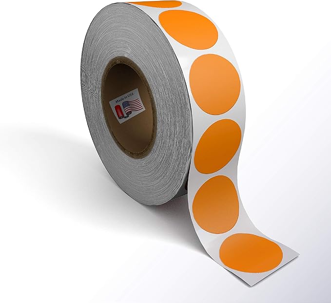 Kenco Color Coding Circle Dot Sticker Labels on a roll (Bright Orange, 2 INCH 500 Stickers)