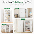 Crownland 63" Metal Storage Cabinet, Lockable Garage Storage Cabinets, High Office Cabinet with Adjustable Shelves for Garage, Home Office, Pantry, File(White)