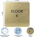 6" X6" Floor 6 Sign - ADA Compliant Tactile Graphics Grade 2 Braille Text Acrylic Wall Signs - Directional Assistance, Floor Number Safety Sign for Office, school Hospital, Apartment