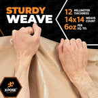 Heavy Duty Tan Poly Tarp 20' X 20' - Bulk Half Pallet (40 Pack) - Multipurpose Protective Cover - Durable, Weather Proof & Tear Resistant - 12 Mil Thick Polyethylene - by Xpose Safety
