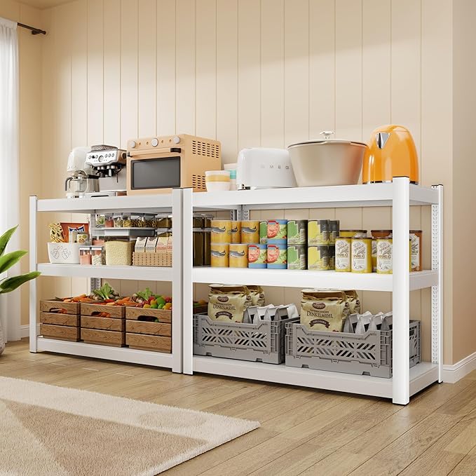 CJF Metal Storage Shelves, 3-Tier Garage Shelving Unit, Heavy Duty Adjustable Metal Shelving for Garage, Basement, Pantry, Warehouse-Black (36 "H x 36" W x 16" D)