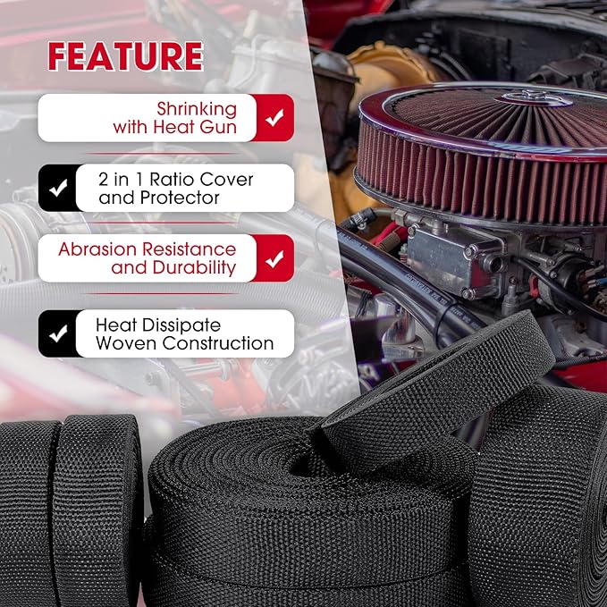 2 in 1 Heat Shrink Braided Sleeving Fabric Tubing-Ideal fit Irregular Shape Hose/Cable/Wire (1-1/8"(29mm), 22FT)