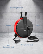 DEWENWILS 30 Ft Retractable Extension Cord Reel, Ceiling or Wall Mount 16/3 Gauge SJTW Power Cord with 3 Electrical Outlets Pigtail for Garage and Shop, 10 Amp Circuit Breaker, Metal Plate, UL Listed