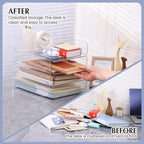 2 Pack Stackable Paper Tray, Acrylic File Organizer for Desk, Office Organizer and Storage for Desk Accessories, Notes, Books, File Paper, Document