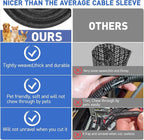 Cable Management Sleeve Automotive Split Wire Loom Heat Resistant Cord Cover Sleeving Critter Charger Cord Protectors from Pets No Chew Cat Dog Self Wrapping Braided Audio Video 18FT - 1/4 inch