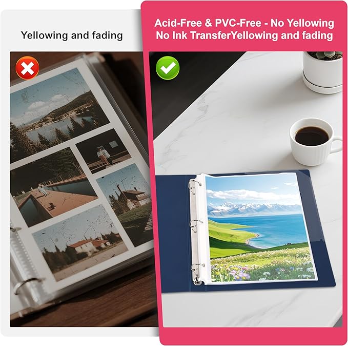 100-Pack Heavy Duty 8.5"x11" Sheet Protectors - Top-Loading Acid-Free & Waterproof for Photos, Certificates, School, Office, Legal Documents, Medical Records, Teachers, Artists (100)
