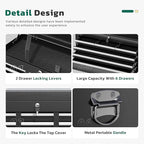 Greenvelly 8-Drawer Rolling Tool Chest, Metal Tool Chest with Wheels, Tool Cabinet with Detachable Top Tool Box, Metal Tool Cart with Liner & Hooks for Garage, Workshop, Warehouse (Black)