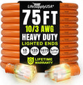 75ft Outdoor/Indoor Extension Cord 10/3 Gauge Ultra Heavy Duty 3 Prong SJTW, Waterproof, ETL Listed, Flexible Cold-Resistant Long Power Cord,15A 125V 1875W, Orange by LifeSupplyUSA