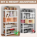 WORKPRO House 5-Tier Shelving Unit, 3000lbs Adjustable Storage Shelves, Boltless Book Shelf, Shelf Organizer for Kitchen, Living Room, Bathroom, Wood Grain Pattern, Waterproof Board, 24-1/10"W, White