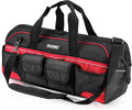 HAUTMEC 24" Large Pro Tool Bag, Heavy-Duty 1680D Double-Layer Fabric Wide Mouth Tool Bag with Metal Frame & Thickened Base, Padded Shoulder Strap & Rotary Buckle, 36 Pockets & Level Holder - HT0284