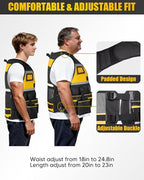 Tool Vest for Men with Adjustable Strap, Reflective Safety Work Vest for Electrician, Carpenter, Construction, Black and Yellow