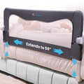 TotCraft Flexguard Height & Length Adjustable Bed Rail for Toddlers – Fits Twin, Full, Queen & King Beds – 35.5″ or 59″ Two Fixed Lengths – 14 Height Levels – ASTM Certified Kids Safety Guard (Grey)