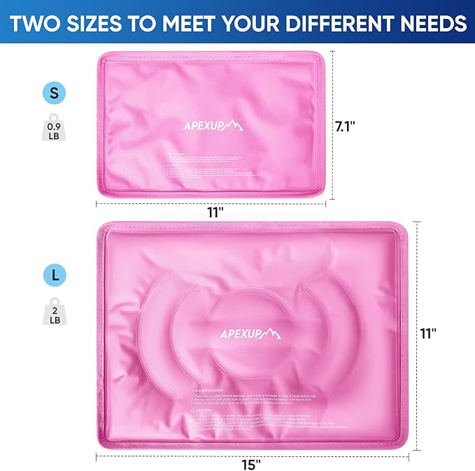 APEXUP Gel Ice Packs for Injuries Reusable, Flexible Double Sided Cold Packs for Injuries, Ice Pack for Knee, Shoulder, Back, Hip, Leg, Arm (Pink, L, 1PK)
