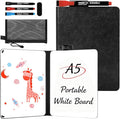 8.4" x 6" Portable White Board Dry Erase Notebook, PU Leather Shell Double Sided Folding Whiteboards with 3 Pens, Small Travel Dry Erase Board for Study, Meeting, Planning,doodling,Gift for Child
