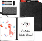 8.4" x 6" Portable White Board Dry Erase Notebook, PU Leather Shell Double Sided Folding Whiteboards with 3 Pens, Small Travel Dry Erase Board for Study, Meeting, Planning,doodling,Gift for Child