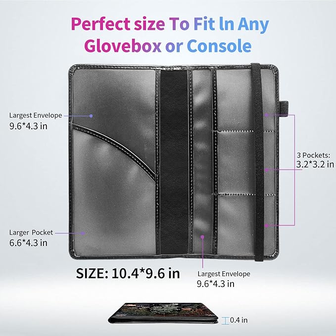 Car Registration and Insurance Holder,Leather Insurance License and Registration Card Holder for Car Glove Box, Auto Truck Document Holder Organizer for Men Women-Flowers Plants Moon Night