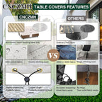 Square Heavy Duty Patio Table Covers Waterproof, 600D Outdoor Dining Table and Chair Set Covers, Outdoor Furniture Cover Waterproof for Sectional Sofa Couch 106''L x 106''W x 32''H, Beige Brown