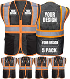BeautyWill Custom Safety Vest Customized Logo Class 2 High Visibility Reflective Vest with Pockets Construction workwear