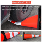 OrangeStar 6 Pack 36" Traffic Cones with Weighted Rubber Base, 2 Reflective Collars, Large Safety Cones for Parking Lot, Road Construction, Warehouse, Highway, Weatherproof PVC