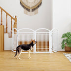 Folding No-Assembly Metal Freestanding Dog Gate with Door Walk Through,32" Height Pet Fence,96" Extra Wide Accordion Puppy Folding Playpen for Doorways,House,Stairs (4 Panels,White)