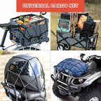 Cargo Net Motorcycle Fuel Tank Net Natural Latex Core, 15"x 15" Extends to 30"x 30" with 2"x 2" Mesh for Motorcycle Helmets, Bikes, ATVs, UTVs, Luggage (Black, 2 Pack)