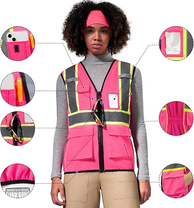 AYKRM Custom Logo Personalised Printed High Visibility Reflective 2 two tone work construction Safety Vest