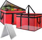 2PK Insulated Food Delivery Bag with Baseboard — Reusable Thermal Cooler Grocery Bags for Catering & Delivery, Pizza Carrier for Events, Large Capacity Bag Keeps Food Hot/Cold for Travel, Commercial