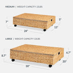 Best Choice Products Under Bed Storage Containers W/Lid, Wheels and Handles, 2-Pack Large Handwoven Water Hyacinth Closet Organizer, Shoe Storage Bins, Multi-Purpose Nesting Baskets - Natural