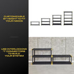 CX Black & Yellow, 5-Tier Heavy Duty Plastic Storage Shelving Unit, 200lbs/shelf (72”H x 48”W x 20”D), for Garage Storage, Warehouse & Basement Use, Modular Rack