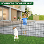 12 Panels No Dig Decorative Fence with Gate, 42 in(H) X 27 ft(L) Tall Garden Fence Animal Barrier, Rustproof Metal Wire Edging Border, Temporary Dog Blocker for Outdoor, Yard, Patio