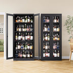 Metal Storage Cabinet with Lock and Glass Doors,Glass Display Cabinet,Black Storage Cabinets,Locking Curio Cabinets with 5 Shelves for Collectibles,Home,Office,Living Room