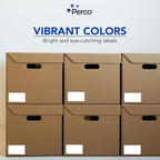 Perco White 3x5 Inch Perforated Sticker Labels — 150 Stickers Per Roll — with Permanent Adhesive for Inventory Management, Color Coding, Moving Boxes, Retail, Organizing, Crafting & More — Made in USA