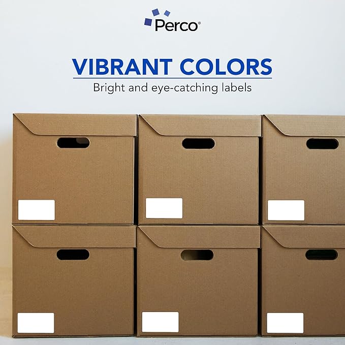 Perco White 3x5 Inch Perforated Sticker Labels — 150 Stickers Per Roll — with Permanent Adhesive for Inventory Management, Color Coding, Moving Boxes, Retail, Organizing, Crafting & More — Made in USA