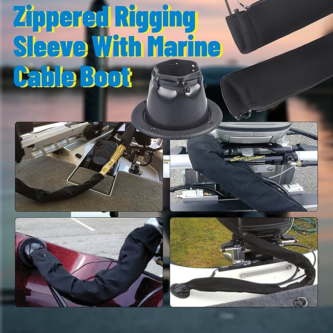 48-Inch Zippered Rigging Sleeve with Marine Cable Boot Diameter 4 2/5" with Cable Tie Universal Fit for Yacht Cable Management Kit