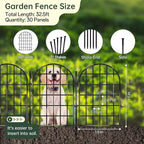 32.5 ft(L) x 22 in(H) Garden Fence, 30 Panels Arched No Dig Fence, Decorative Animal Barrier Fencing with Ground Stake, Rustproof Metal Garden Edging Border for Dog, Rabbit, Outdoor Yard Patio Decor