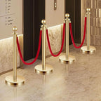 VEVOR Stanchions and Velvet Ropes 4Pcs, Hollow Base with Stainless Steel Post, 3 Red Velvet Ropes and Posts, Crowd Control Barriers Gold Stanchions, Red Carpet Runner Poles for Party Supplies