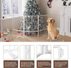 3 Panels Full Metal Freestanding Dog Gates, 60” W x 32” H Folding Pet Gate Fence with Support Feet for Indoor,Stairs, Hallways and Doorways(White)