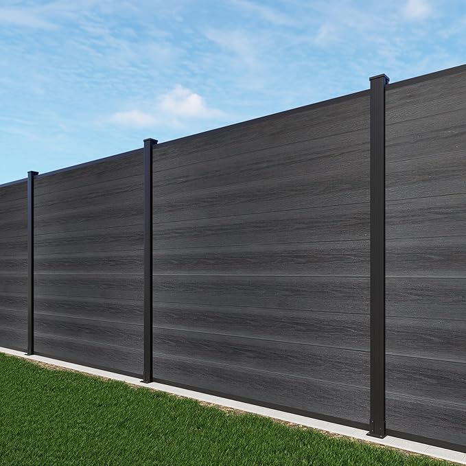 6'' x 6'' Outdoor Privacy Fence, Wind Resistant, Wood Plastic Composite Fence Panel with 1 Post, Fencing for Yard, Backyard, Garden and Pool