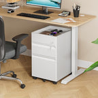 DEVAISE 2 Drawer File Cabinet, Metal Locking File Cabinet Under Desk, Rolling Filing Cabinet for Home Office Organizer Letters/Legal/A4, Easy Assembly, White