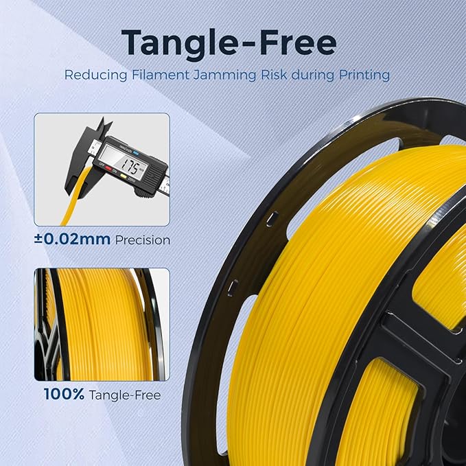 FLASHFORGE PETG Pro Filament 1.75mm Yellow, 3D Printer Filament 1kg (2.2lbs) Spool, Dimensional Accuracy +/- 0.02mm, 3D Printing Filament for Various Mechanical Parts, Waterproof Parts