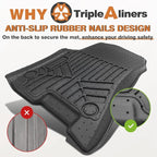 TripleAliners Floor Mats All Weather Liner Compatible with 2019-2026 RAM 1500 Crew Cab Accessories 1st & 2nd Row Floor Liners TPE Heavy Duty Custom Fit Car Mats (Not for Classic)