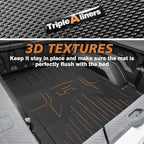 TripleAliners Truck Bed Mat Compatible with 2022 2023 2024 2025 GMC Hummer EV Pickup Accessories Vehicle Perfectly Flush All Weather Protection TPE Heavy Duty Pickup Car Bed Cargo Mat