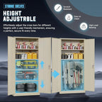 Superday Metal Storage Cabinet with Lock, 72" H Garage Storage Cabinet with Doors and 4 Adjustable Shelves,Putty Steel Locking Cabinets for Office, Home, Garage, Gym, School