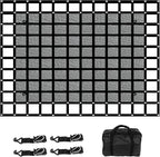 Heavy Duty Truck Cargo Net with Mesh, 6.75 ft x 8 ft 1500LBS Capicity Stretchable Truck Bed Cargo Net with Straps & Cam Buckles & J-Hooks for Pickup (81" x 96")