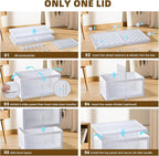 FINCHESCLUB 752QT Extra Large Stackable Storage Bins with Lids, 188Gal Foldable Storage Bins with Doors and Wheels, Collapsible Closet Organizers for Home Office, Christmas Gifts - 4 Pack - White