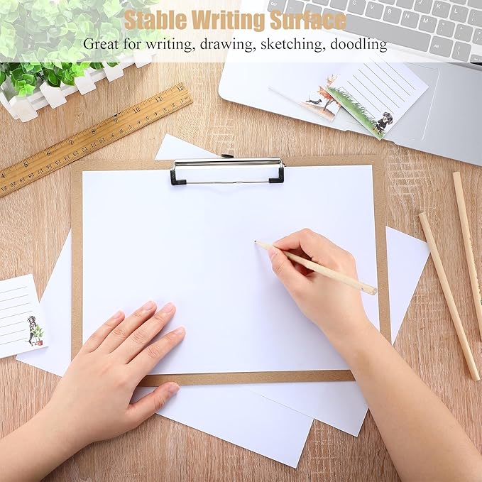 Sherr 6 Pcs Large 9 x 13 Inch Wooden Large Landscape Clipboards with Low Profile Clip Horizontal Clipboard Layout for School Classroom Office Drawing Art Back to School Supplies