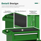 Greenvelly Tool Chest, 5-Drawer Rolling Tool Chest with Hooks and Lockable Wheels,Metal Storage Detachable Top Tool Box with Lockable Wheels for Garage,Workshop,Art Studio(Green)